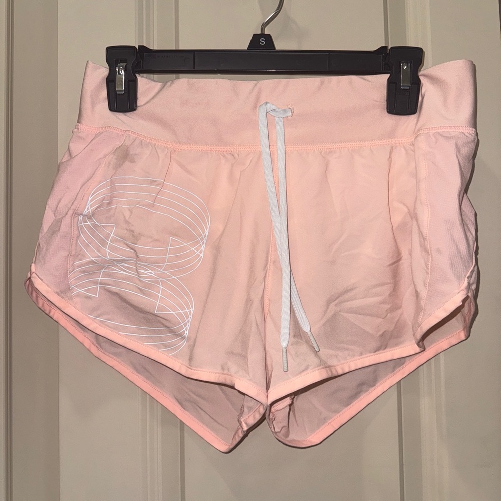 Under Armour Pink Athletic Shorts Lightweight Dolphin Hem